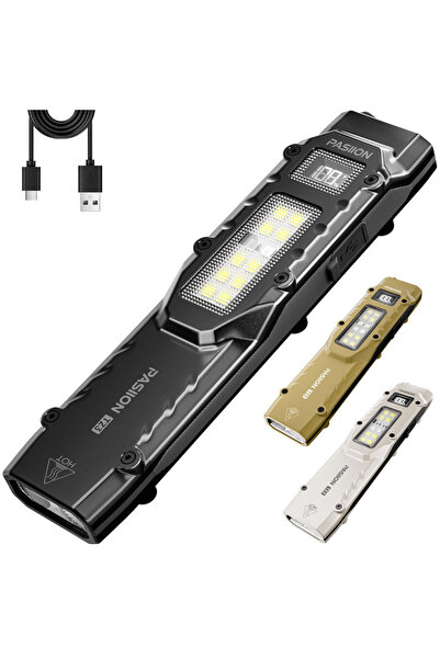 Choice مصباح يدوي مسطح قابل لإعادة الشحن أبيض اللون بقوة 1500 لومن، مصباح تكت...