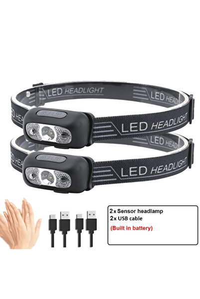 Choice3 مصباحان أماميان صغيران LED أسودان، قابلان لإعادة الشحن عبر منفذ USB، ...