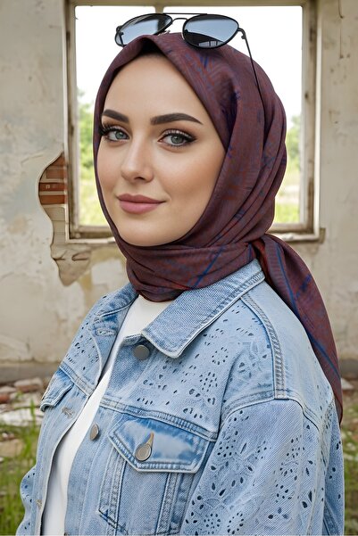 İmajButik Синій/Цегляний м'який цифровий бавовняний шарф