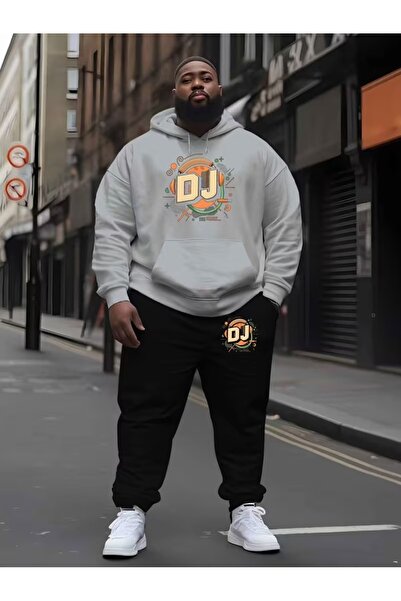 Flaubert Falubert-Men's Printed Hg Large Size Sweatahirt -Sweatpants 2-Piece Set