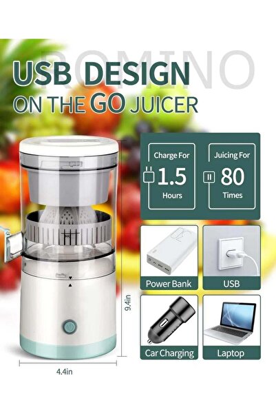 Sofia Store Electric Citrus Juicer 24x14 cm, USB Rechargeable with Juicing Co...