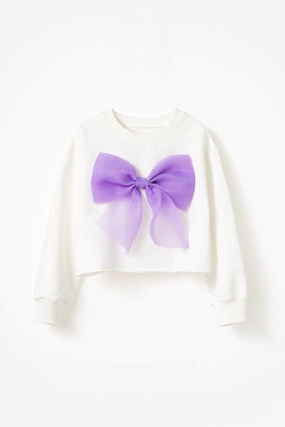 Banamio Anastasia Organza Crop Swea cu fundă tricou