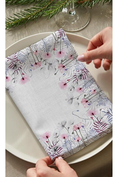 Markaev Комплект от 4 салфетки от памук с мотив „Полеви цветя“