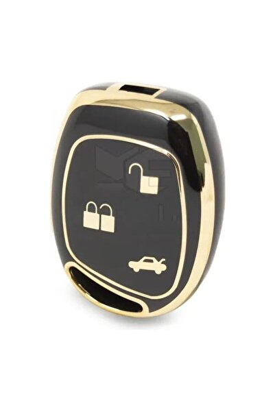 AutoHan Keys غطاء مفتاح فورد فييستا فوكس مونديو أسود ذهبي 3 أزرار نانو