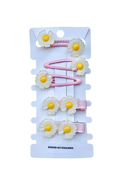 SHEKER HOME Kız Çocuk Çiçek Figürlü Toka Seti – 6 Adet | Sheker Accessories