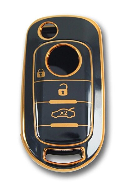 AutoHan Keys Egea Key Case Black Gold 3 Button Nano
