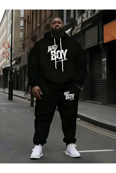 Flaubert Falubert-Men's Printed Ghi Large Size Sweatahirt - Sweatpants 2-Piec...