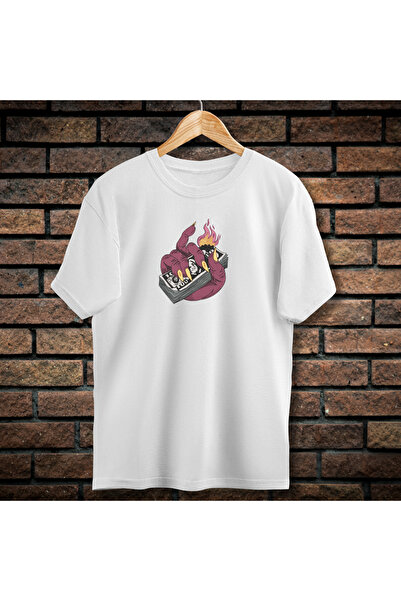 CXO Craft Men's T-Shirt with Embroidery, Burning Money, Cotton