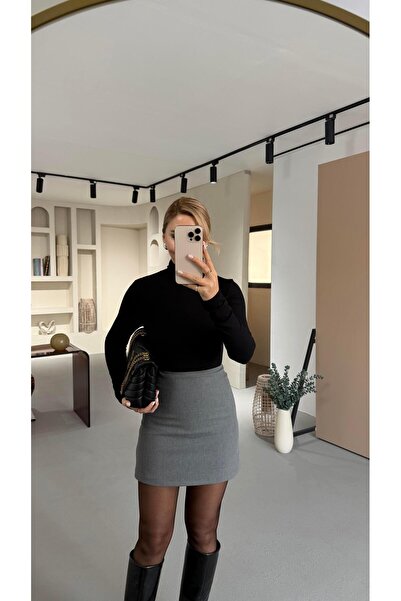 Sezgi Tekin Premium Series Gray Mini Skirt