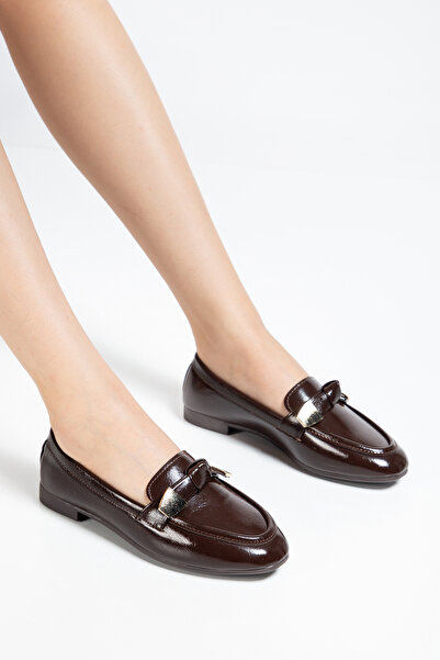 LEMUES SHOES Pantofi casual maro pentru femei, cu cataramă cu fundă