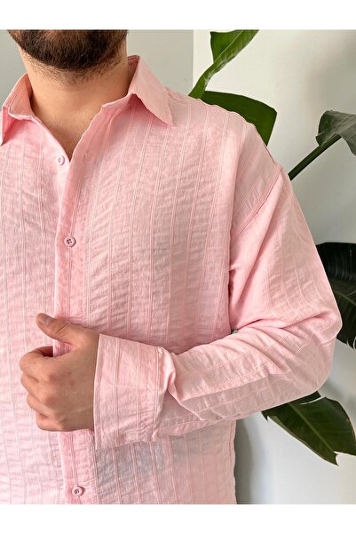 Quik-max Modal Çizgili Oversize Gömlek