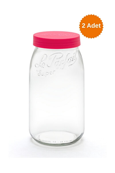 Le Parfait Color Vis Glass Jar 3L Red (2 Pieces)