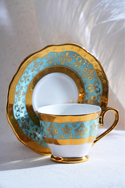 ACAR Hadley 12 Parça 6 Kişilik Kahve Fincan Takımı Turkuaz 06928