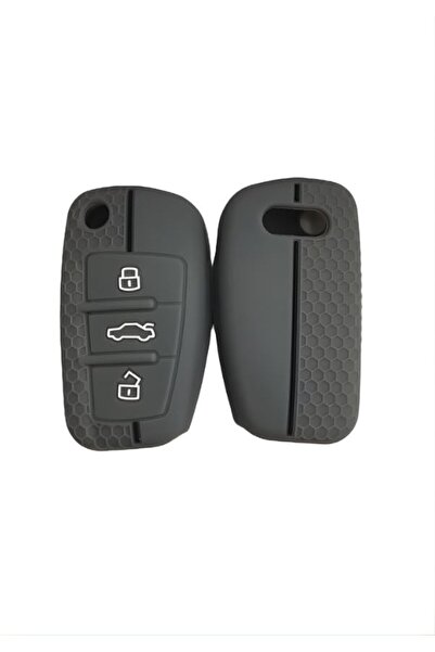AutoHan Keys غطاء مفتاح سيليكون لسيارات أودي A3 وA4 وQ5، لون رمادي بنمط خلية ...