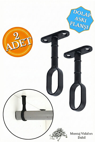 HOBİDABİ Boru Askı Flanşı Açık Ağız Oval Dolap Içi Gardırop Elbise Siyah Boru...