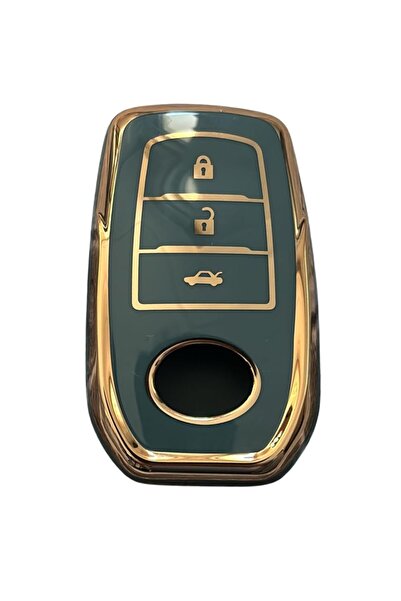 AutoHan Keys غطاء مفتاح تويوتا سي-إتش آر وكورولا وراف4 باللون الرمادي والذهبي