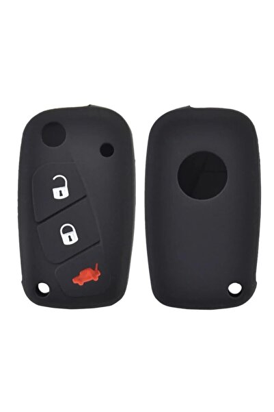 AutoHan Keys غطاء مفتاح سيليكون لسيارات فيات فيورينو دوكاتو ولينيا باللون الأسود