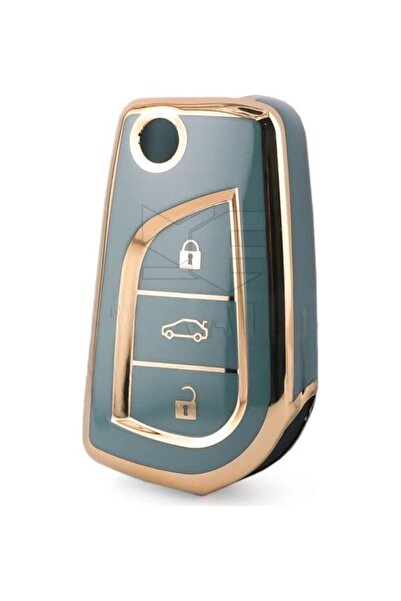 AutoHan Keys غطاء مفتاح تويوتا كورولا أوريس رمادي ذهبي نانو