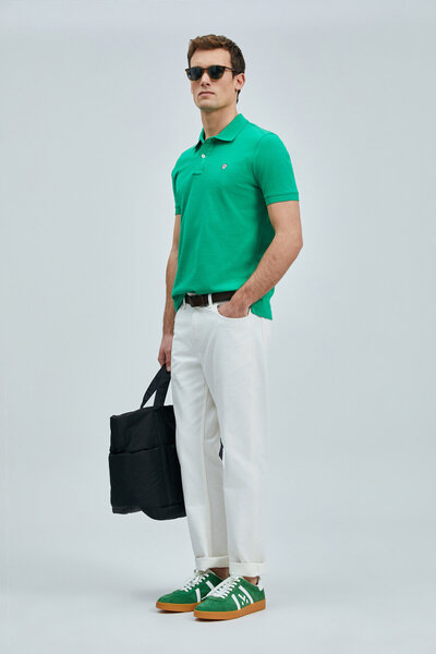 Lufian Men's Laon Smart Polo Light Green T-Shirt 111040206