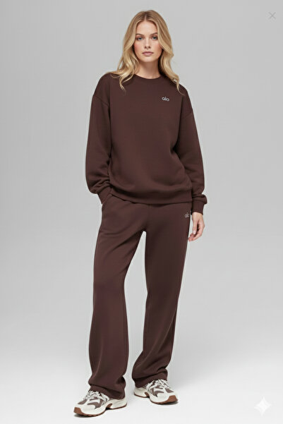 NİCE Women's Petrol Blue Baggy Wide Leg Tracksuit Set Top and Bottom Set