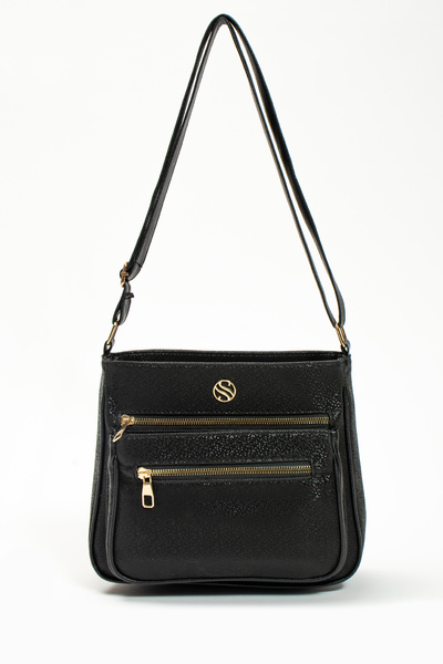 Sanmorris Women's Adjustable Crossbody Strap Four-Pocket Black Matte Shoulder...