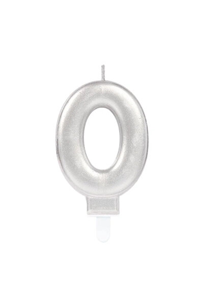 magicool 0 Number Candle Silver Color