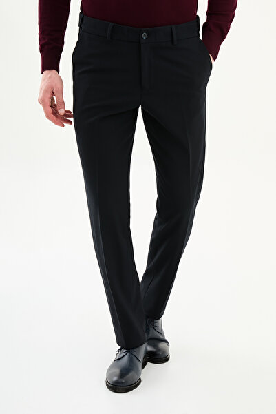 Mcr Düz Slim Fit Classic Men's Trousers with Elastic Waist Navy Blue - 38345.26Y