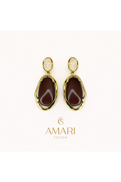 Amari Çift Renk Gold Detaylı Vintage Küpe
