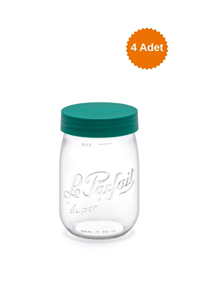Le Parfait Color Vis Glass Jar 1L Green (4 Pieces)