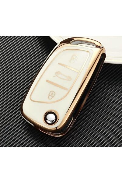 AutoHan Keys غطاء مفتاح سيتروين بيجو نانو ذهبي أبيض