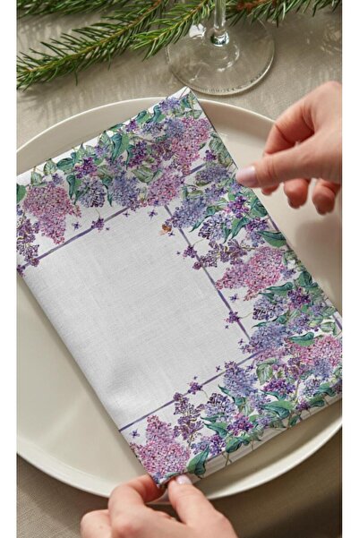 Markaev طقم مناديل قطنية من فلورا ليلك مكون من 4 قطع