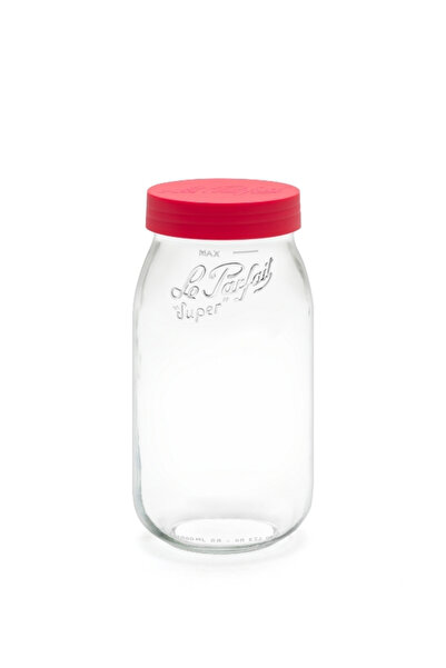 Le Parfait Color Vis Glass Jar 2L Red