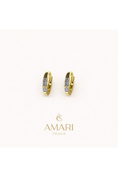 Amari Taş Detaylı Halka Küpe