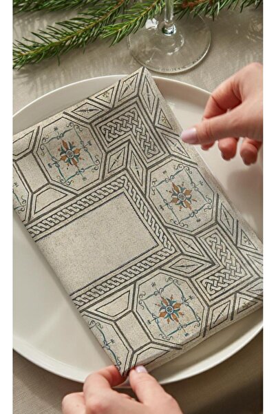 Markaev Σετ χαρτοπετσέτες 4 τεμαχίων από βαμβάκι μωσαϊκό ανθρακί