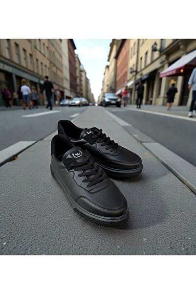 Wanetti Black Women's Lace-Up Orthopedic Sole Sneakers