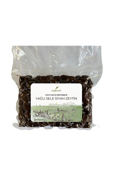 Zeytinseli Zeytincilik Kaya Tuzlu, Doğal Siyah Zeytin, 1 Kg Vakumlu
