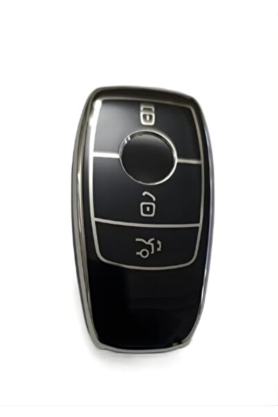 AutoHan Keys غطاء مفتاح مرسيدس بنز FBS4 أسود فضي بأربعة أزرار