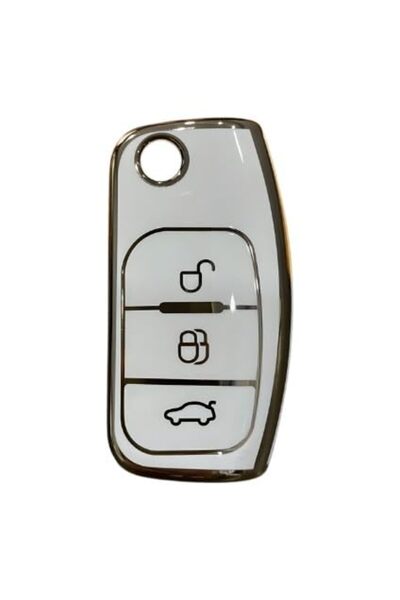 AutoHan Keys غطاء مفتاح فورد فوكس فييستا ذهبي أبيض