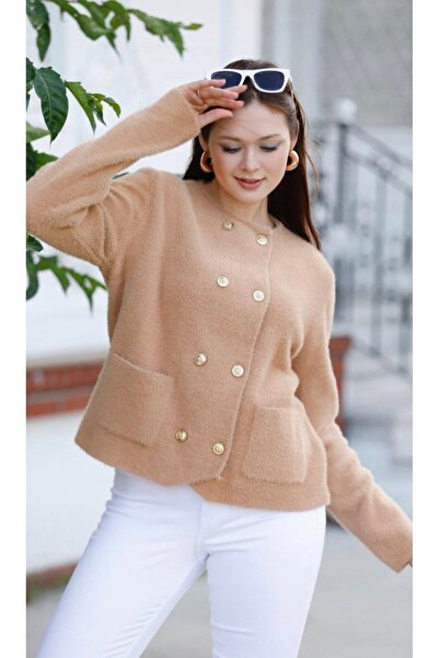 CANMODA Gold Düğmeli Slim Fit Triko Ceket