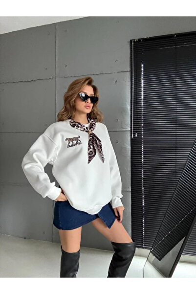 cemo Flok Baskılı Dantel Yaka Asimetrik Elbise