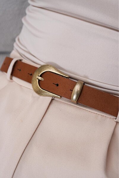 MODAM HİFA Antique Buckle Women's Suede Belt Trouser Belt Dress Belt Shirt Belt