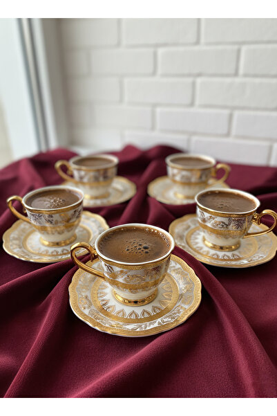 ACAR Harmonıe 6 Lı Kahve Fincan Takımı Beyaz Hxf-06927