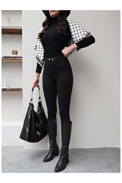 ESRAHELVACI Belted High Waist Stretch Trousers