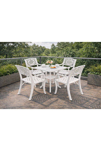 HubRom Σετ επίπλων κήπου, 1× Τετράγωνο τραπέζι (75×75×72 cm), 4× Καρέκλες CUN...