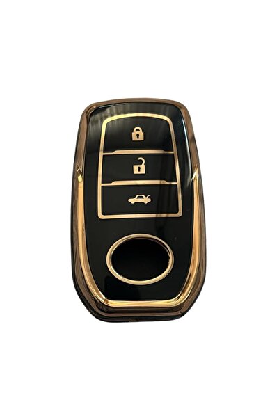 AutoHan Keys غطاء مفتاح تويوتا C-HR كورولا راف4 هايلكس باللون الأسود والذهبي