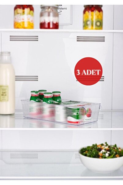 Okyanus Home 3 Pieces Lidless Midi Refrigerator Organizer and Storage Contain...