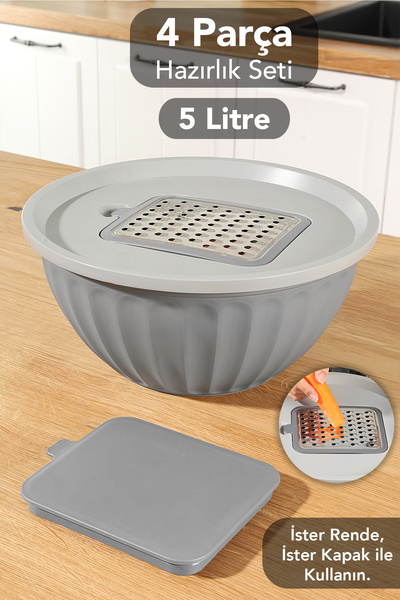Meleni Home 4 Piece Grater Storage Container - 5 Lt Large Size Multi-Purpose ...