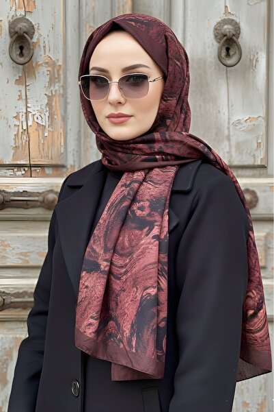 İmajButik Burgundy İpekhan Patterned Shawl
