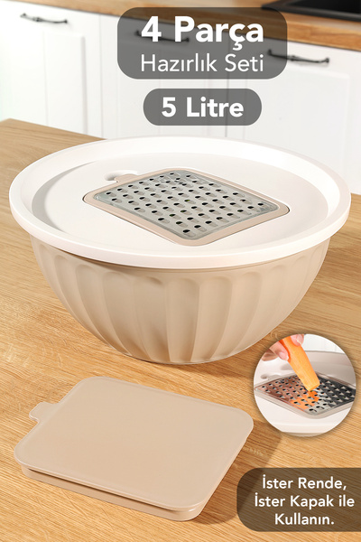 Meleni Home 4 Piece Grater Storage Container - 5 Lt Large Size Multi-Purpose ...