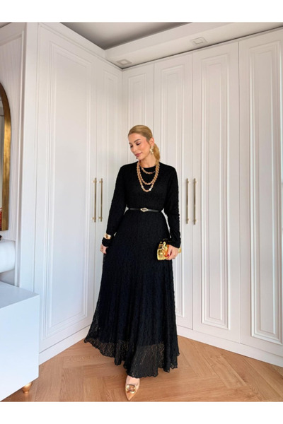 GK Dantel Kumaş Kemerli Elbise